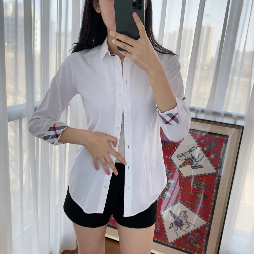 95新 BURBERRY/博柏利 麦殿/衬衣XXS码白色/241126DXSHZ04