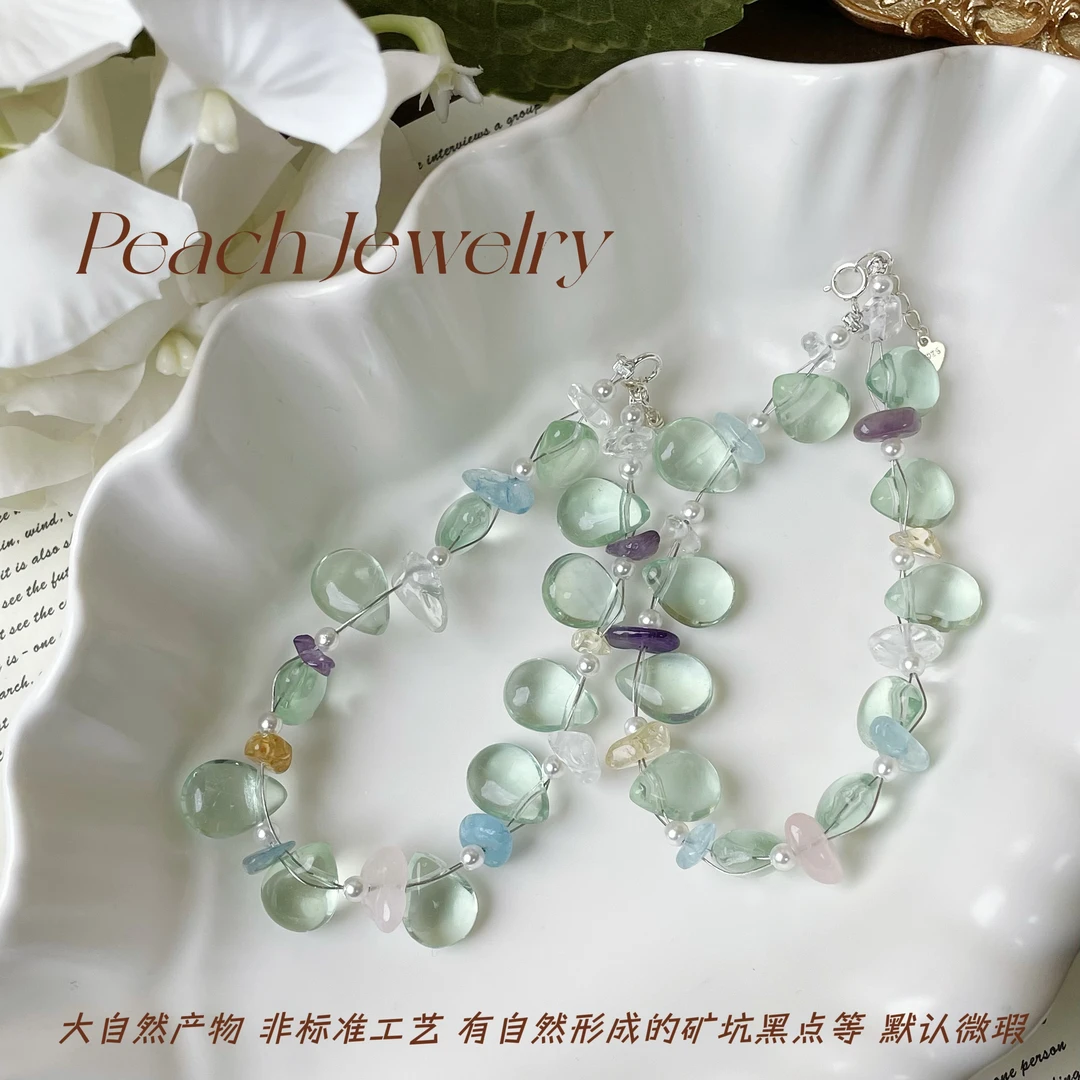 《森林苹果露》高版本绿萤石可调节银手链X-D39 多样性发一颜色微差