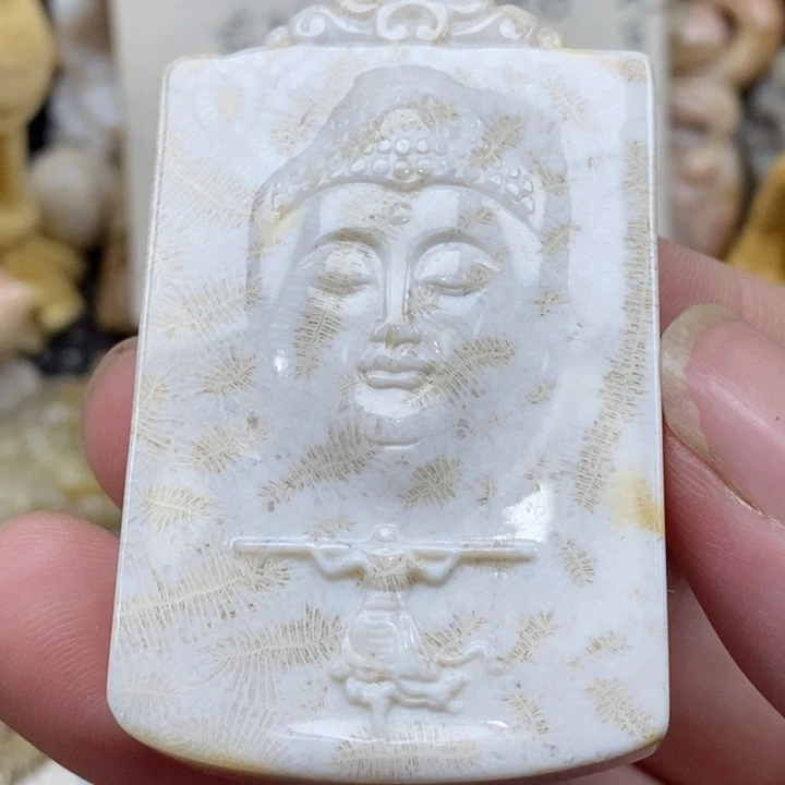 颈饰未镶嵌硅化珊瑚（珊瑚玉）