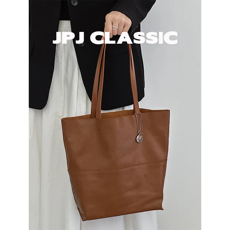 jpj新款头层牛皮托特包女慵懒风单肩腋下包通勤大包包1865