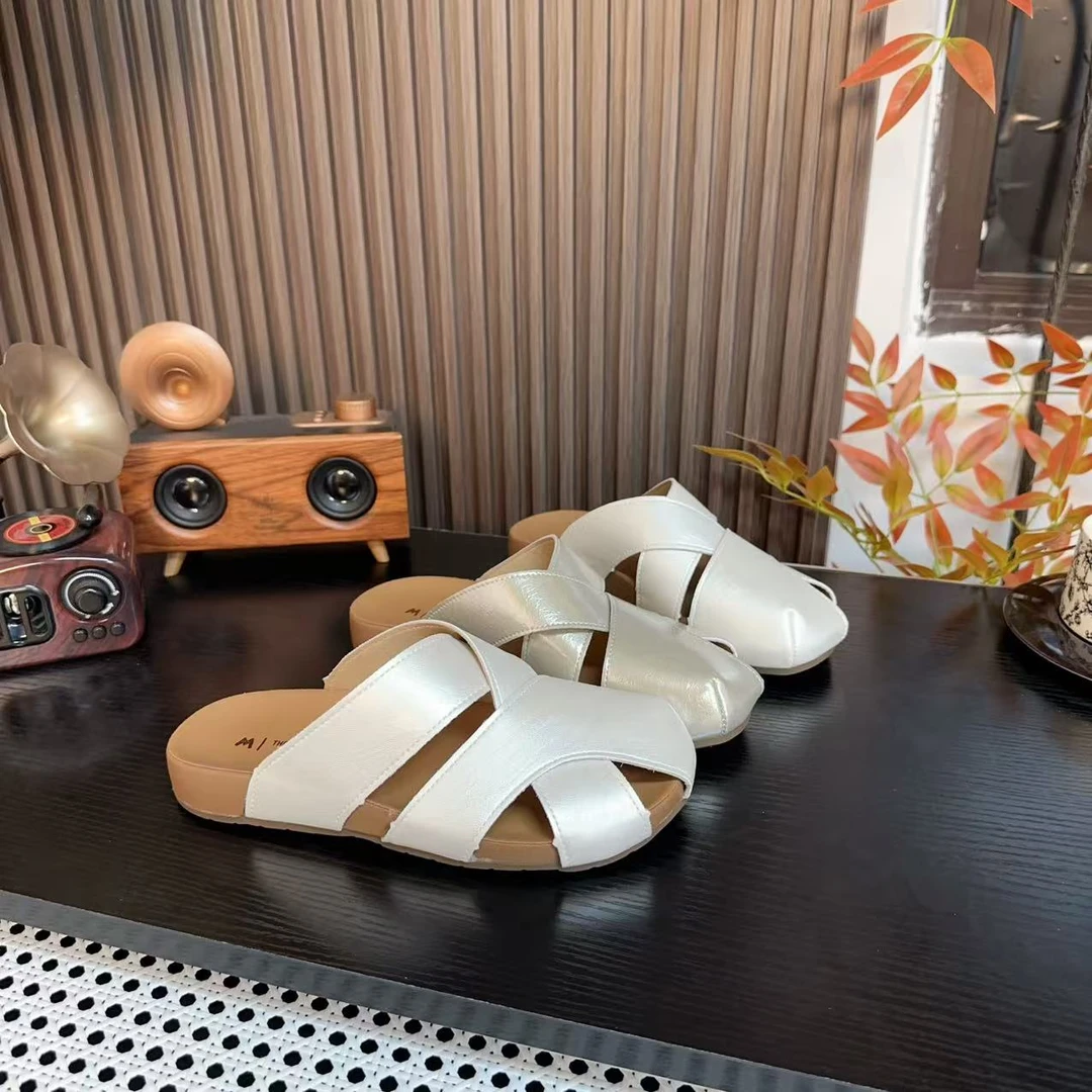 （多）复古编织镂空凉拖鞋2025年夏季新款仙女风百搭包头半托Y-22