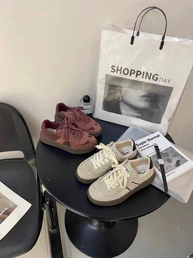 0311-3 平底德训鞋女2025秋百搭休闲防滑复古运动板鞋