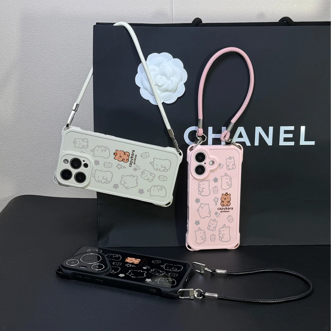 四角挂绳防摔软适用苹果华为OPPOvivo小米一加硅胶手机壳TT75卡皮