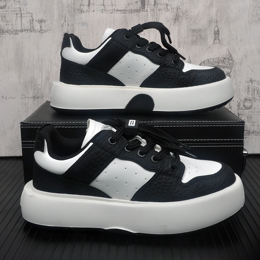 2025春季新款男士真皮牛皮休闲板鞋百搭透气厚底网红潮流时尚男鞋