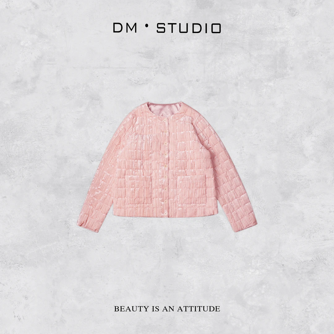 -DM•STUDIO/100%桑蚕丝静奢千金风新国标鸭绒丝绒外套13213-1