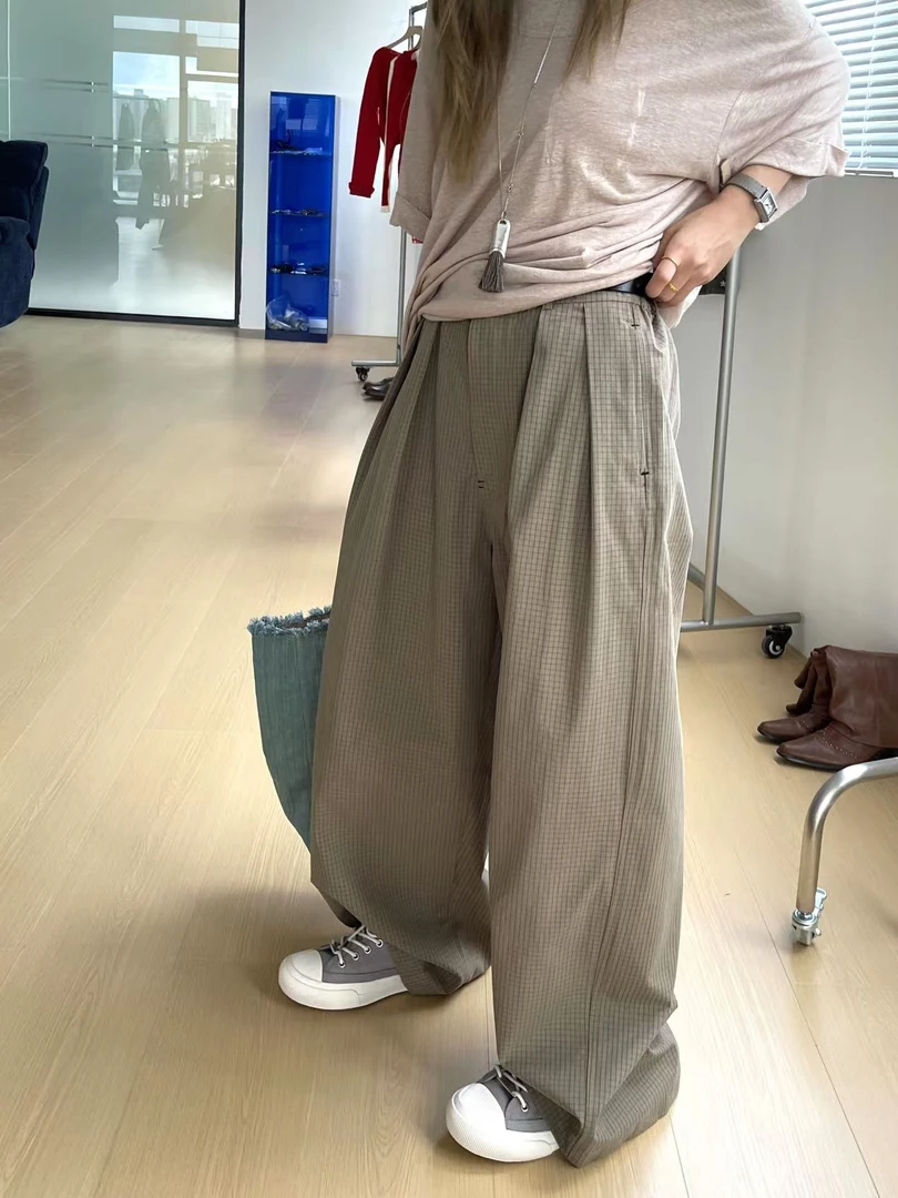 【格纹西裤】新款小众设计感宽松休闲裤百搭复古格纹ZYT6633