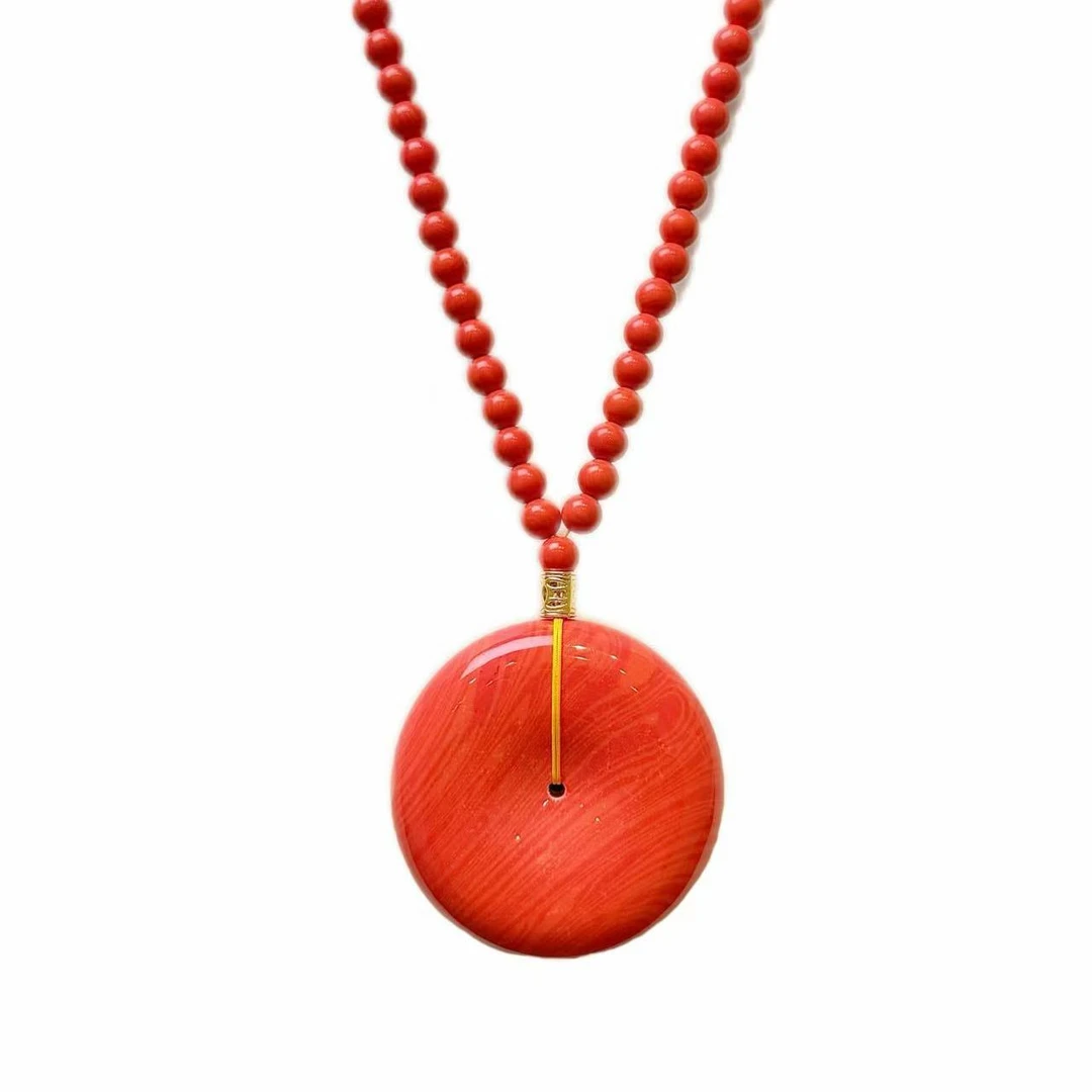 深海阿卡红平安扣吊坠（赠珠链、传承盒） C41-06