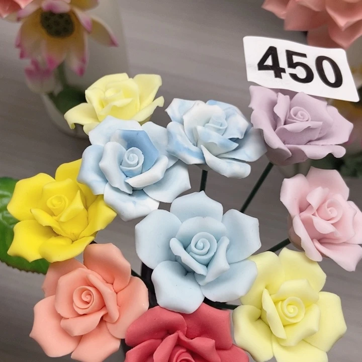 陶瓷手工制作陶瓷花10朵磨砂