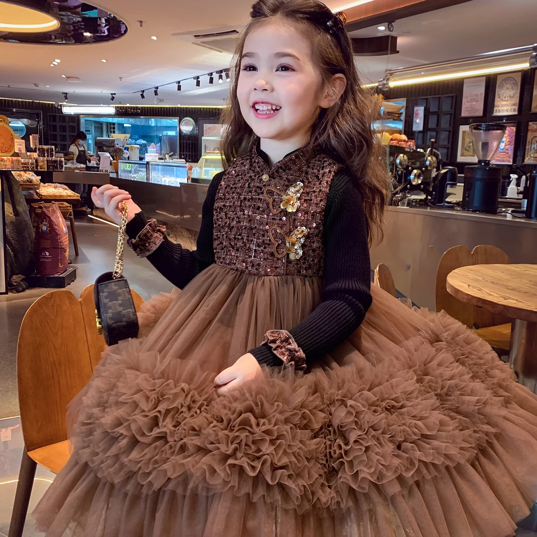 米米哈罗女童洋气冬装时尚公主背心裙套装D250081 80