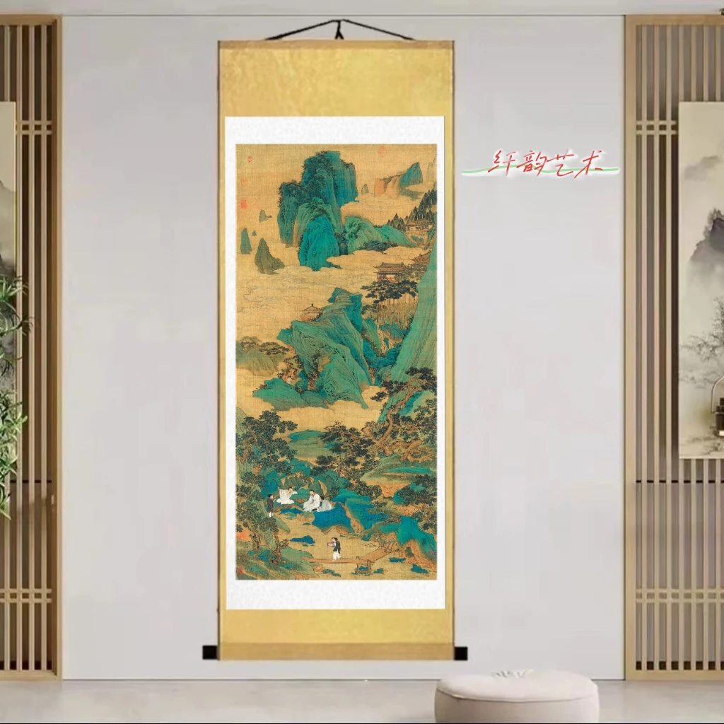 《桃源仙境图》明*仇英200*72CM竖幅高清复刻国画