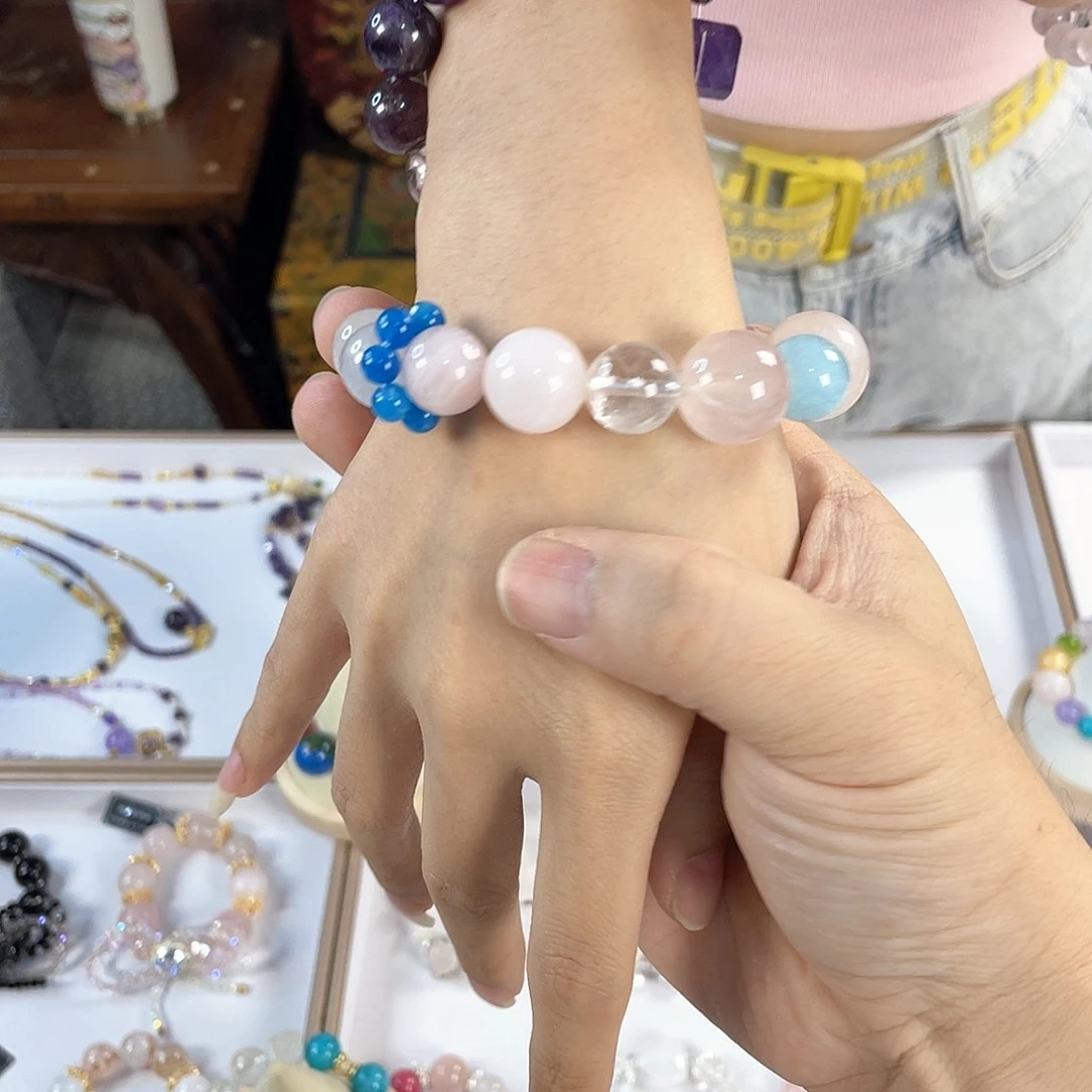 水晶手链银S925镀金镶嵌
