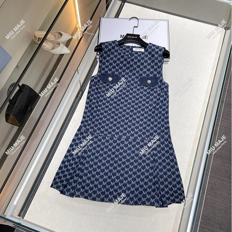 复古无袖牛仔背心连衣裙女DY4524