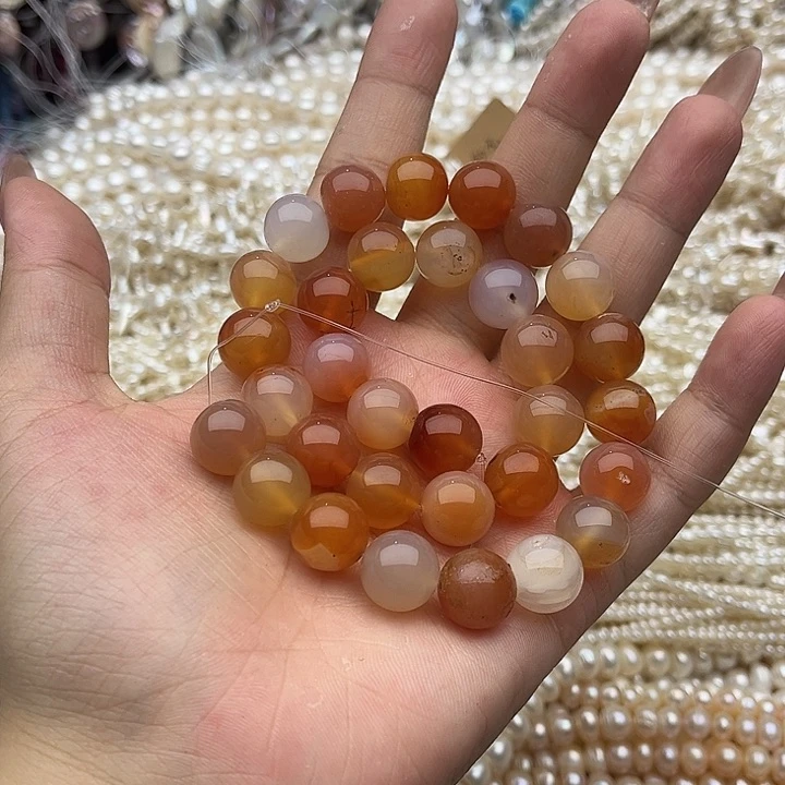 玛瑙/玉髓未镶嵌珠宝半成品12mm左右盐源玛瑙几颗有瑕