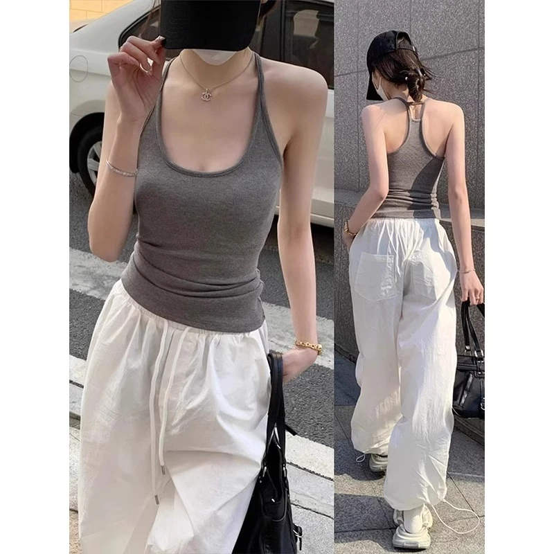 带胸垫美背吊带女夏季2025新款外穿工字背心u领无袖内搭打底上衣