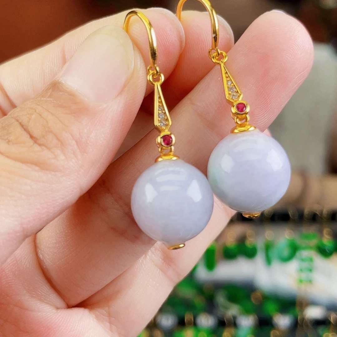 翡翠银S925镶嵌耳饰