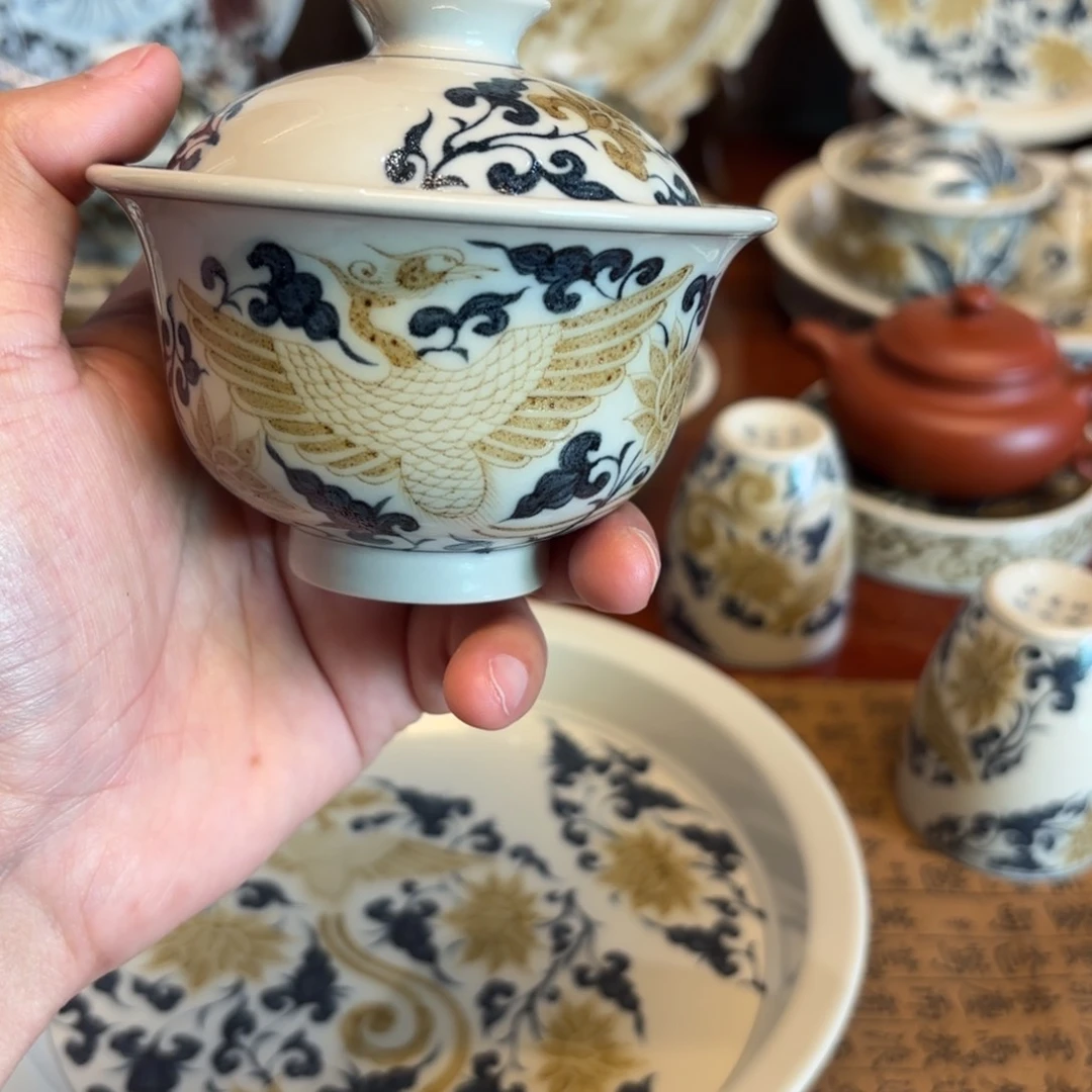 瓷片二号釉里金盖碗