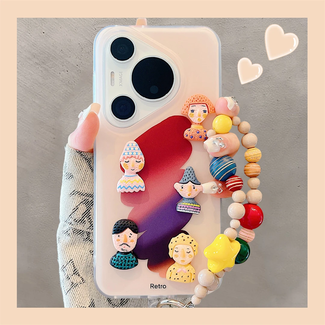 适用华为pura70pro+手机壳日韩ins小众彩色涂鸦pura80pro立体公仔
