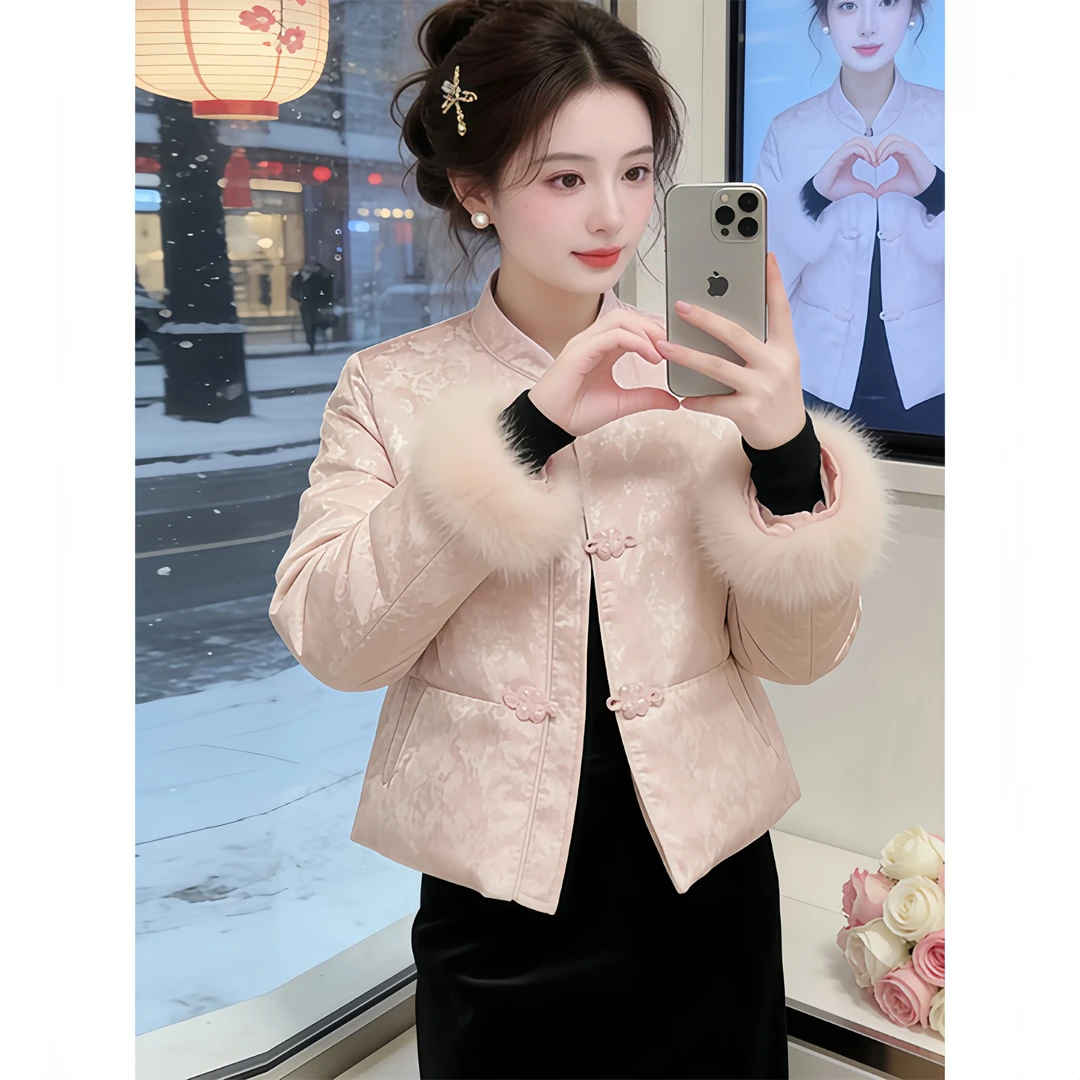 爆款轻奢国风显优雅立领棉服女装2026冬季高级感时尚潮流舒适棉衣