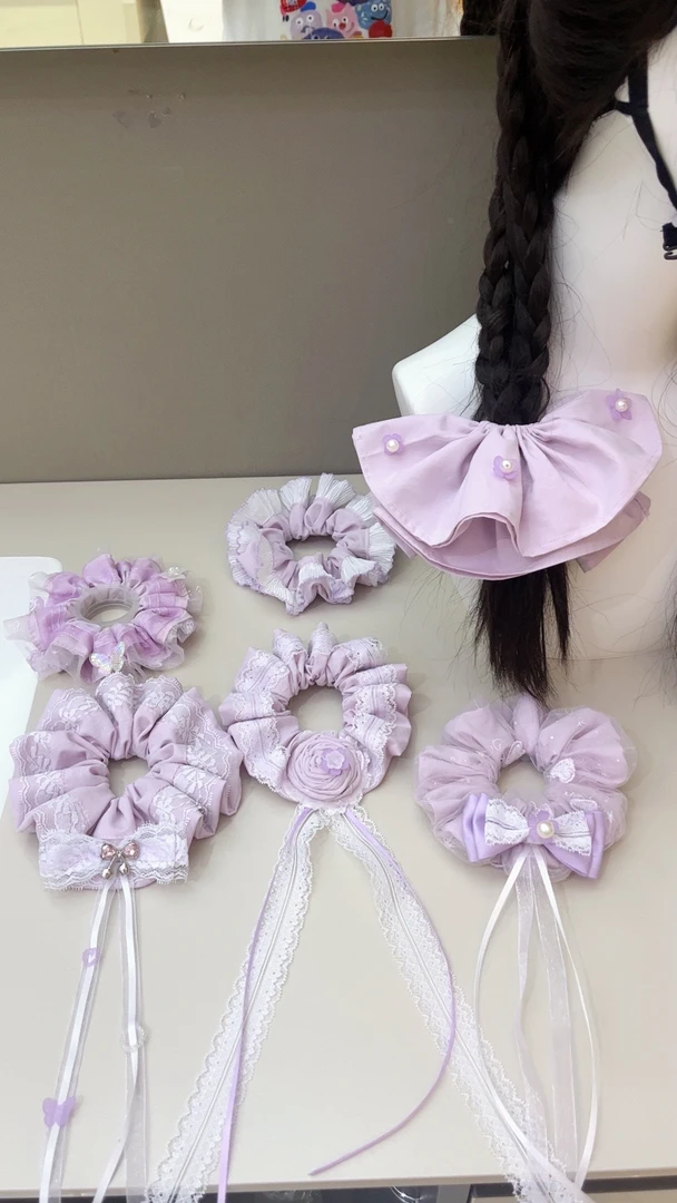 发圈甜美发绳飘带蝴蝶结头绳头饰发饰扎头发补差花朵。满29米包邮