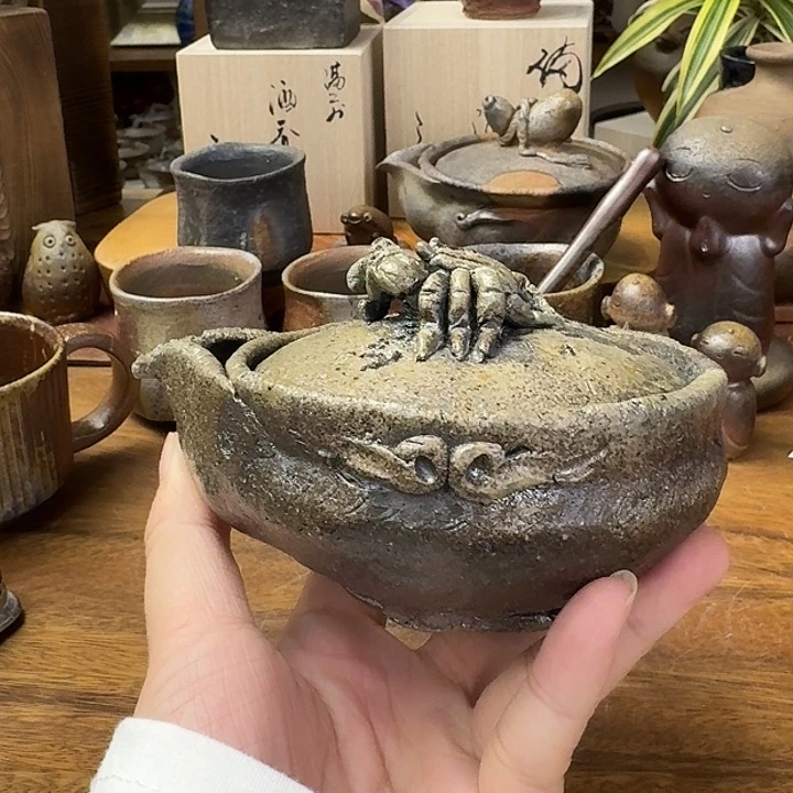 森丁斋备前烧引出黑宝瓶福利一口价