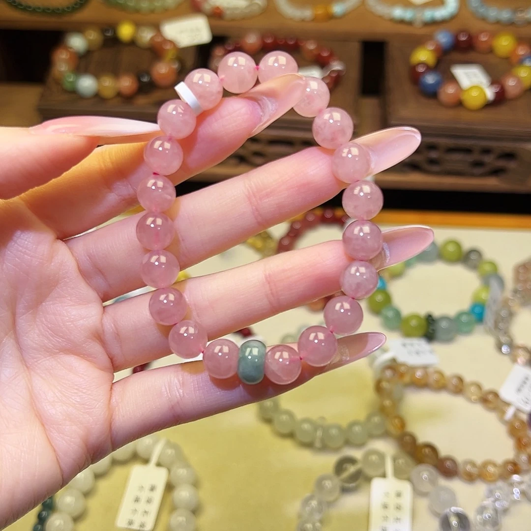 手串水晶银S925镀金镶嵌粉1589