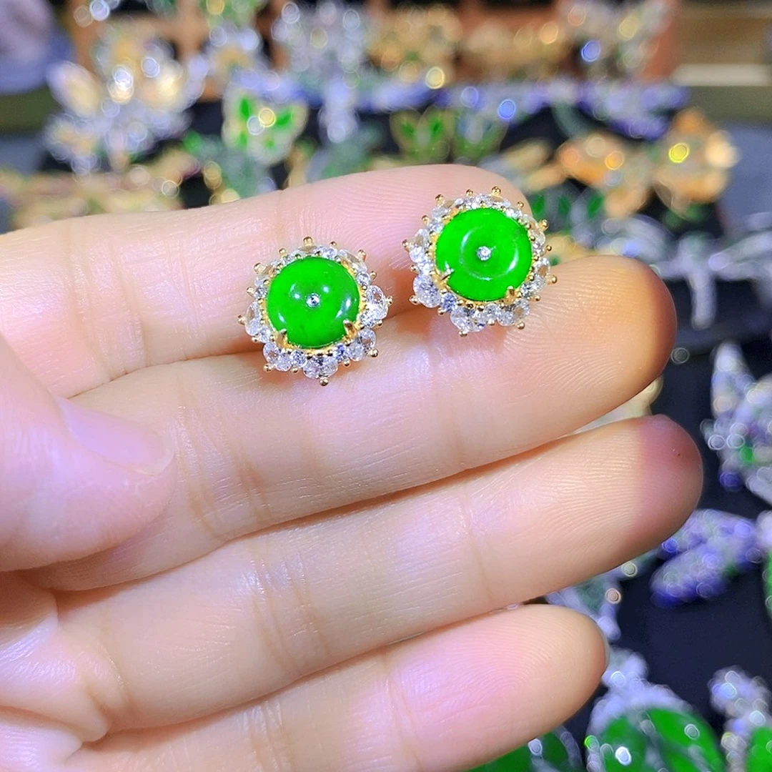 吊坠(不含链)银S925镶嵌翡翠