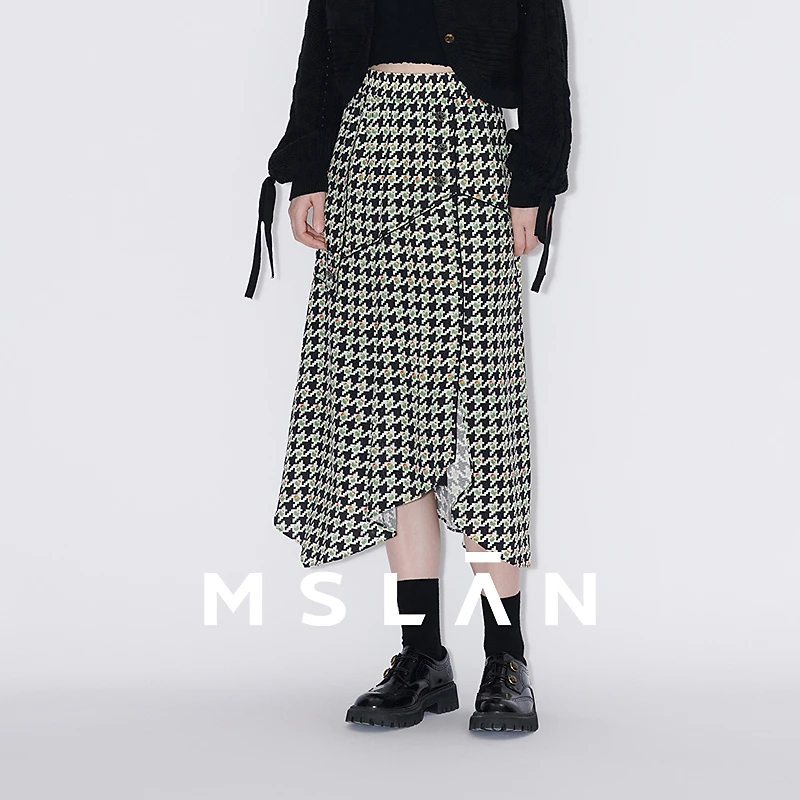 MSLAN【商场同款】新款印花分割中裙MFCM8205
