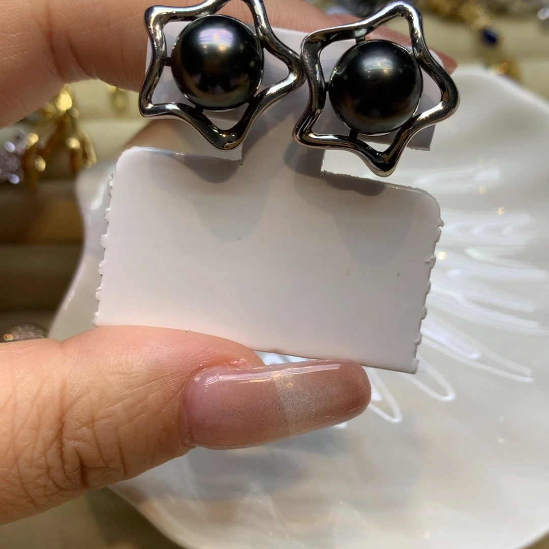 银S925镶嵌耳饰海水珍珠