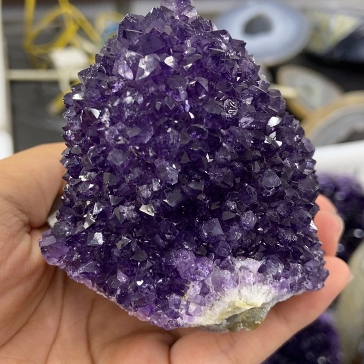 水晶珠宝半成品未镶嵌紫晶花