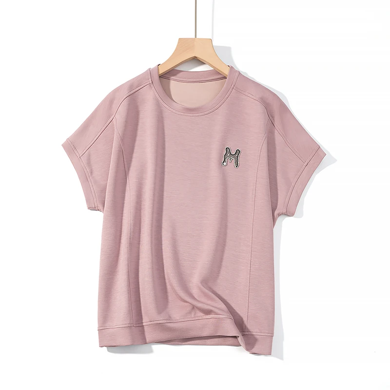 自在松弛！新疆棉冰爽透气百搭减龄休闲短袖显瘦遮肉T恤B7716#L062