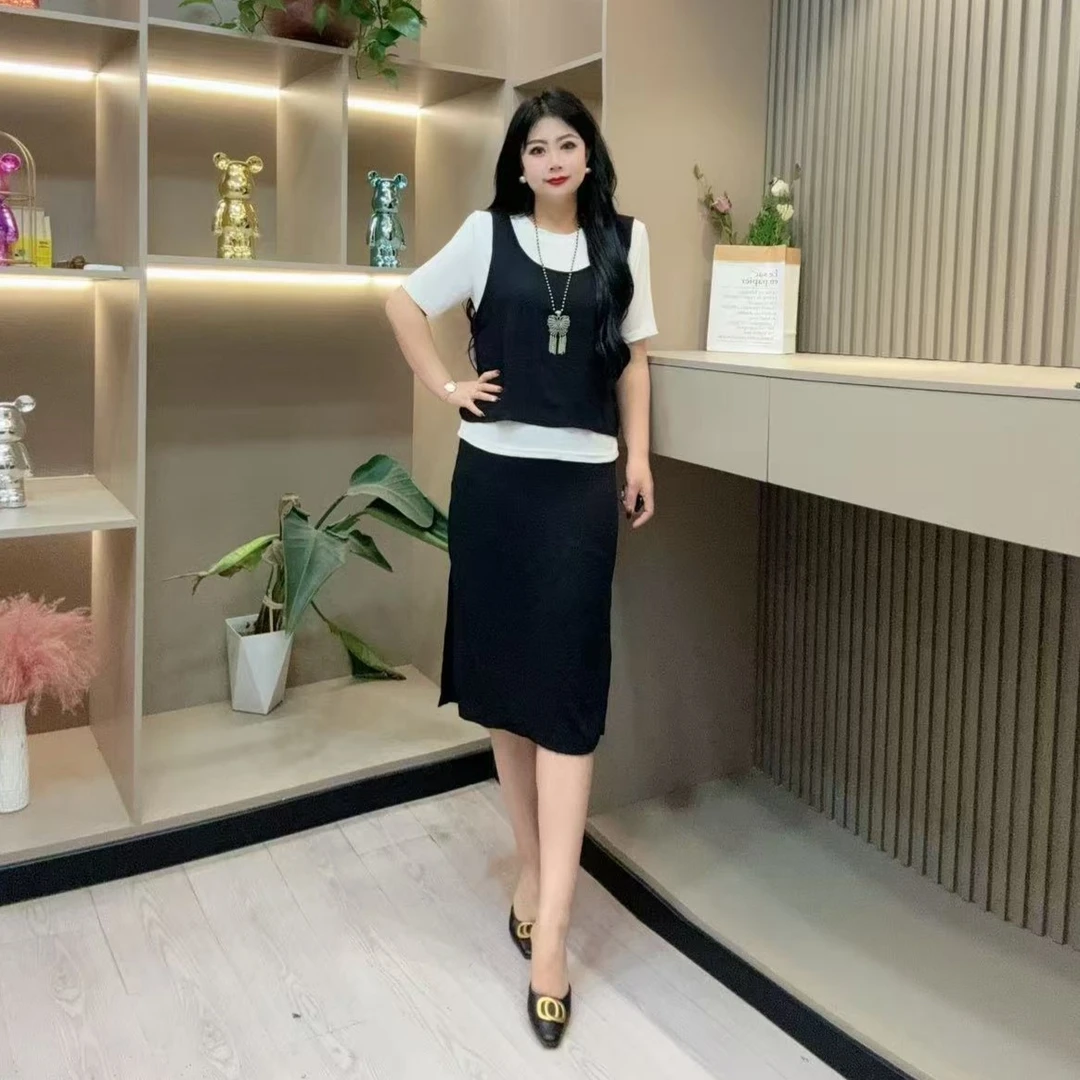 夏季三件套装-品 5963时尚休闲简约百搭潮流显瘦胖MM大码女装新款