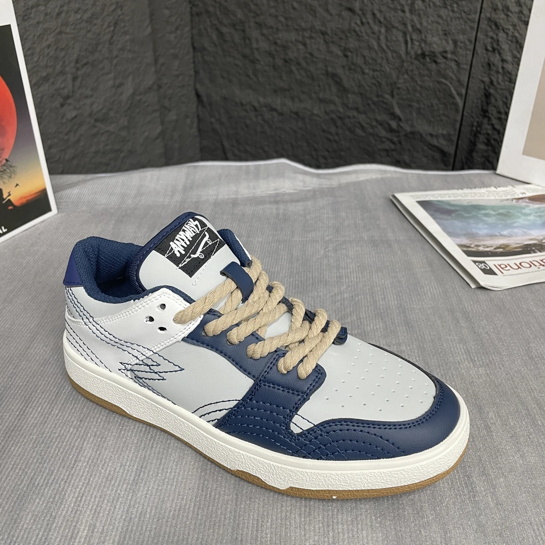 【8077-板】系带车缝线修面皮休闲板鞋夏季潮鞋时尚潮流运动鞋鞋子