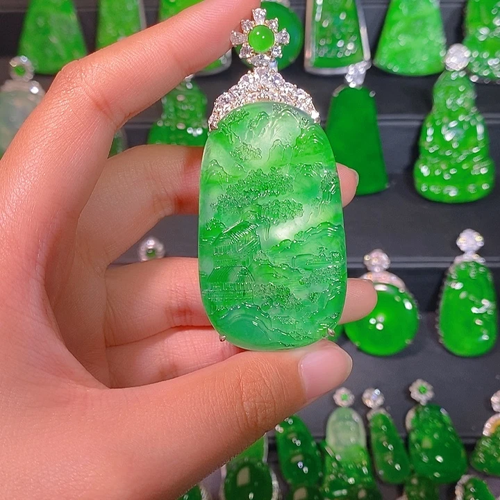 翡翠银S925镶嵌颈饰