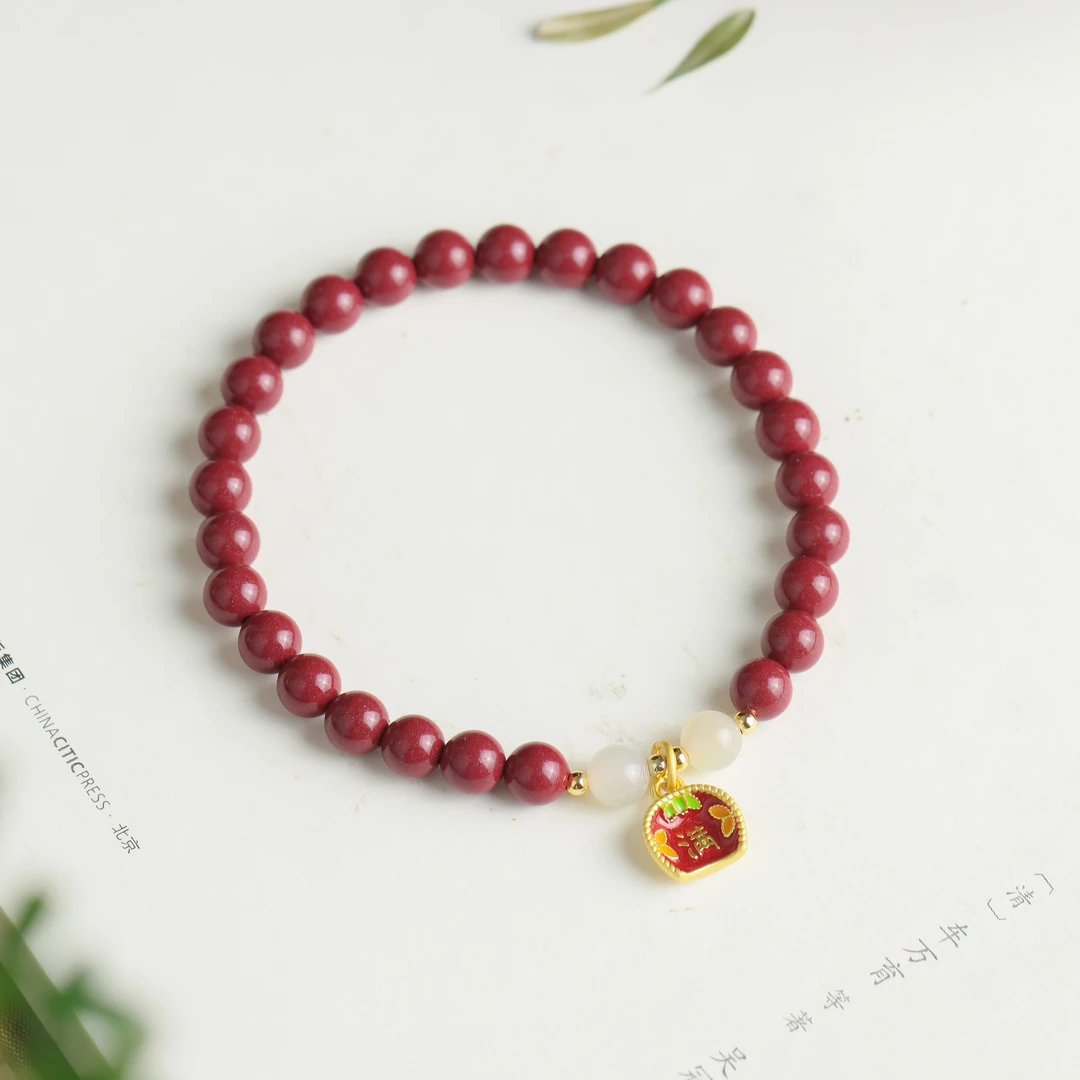 含辰砂工艺品烧蓝招财进福手工DIY送礼女款单圈手串