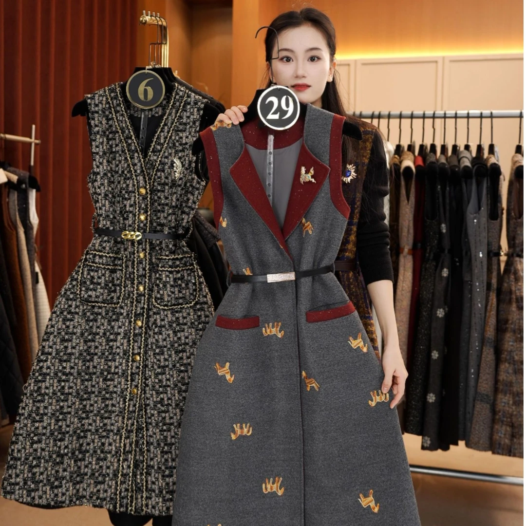 【宠粉价】气质时尚轻奢复古气质无袖设计连衣裙NH-WX382