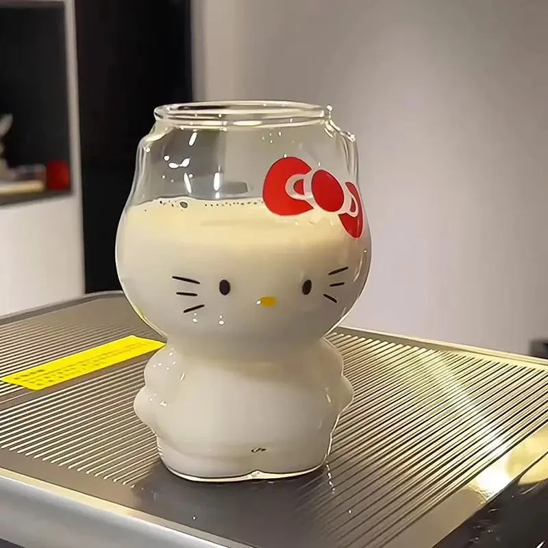 卡通可爱单层高硼硅玻璃杯猫猫咖啡牛奶早餐杯高颜值耐高温水杯