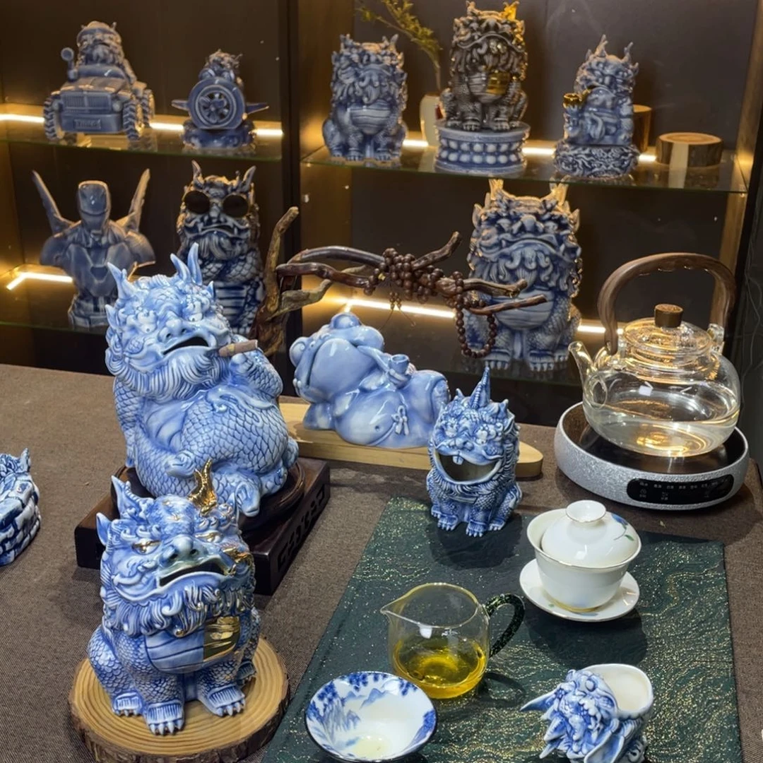 貔貅香炉摆件，瓷都嘟原创正品，金烟斗