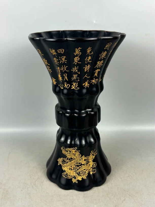 手工制作麒麟陶瓷摆件金色描金纯手工古典龙纹复古工艺品