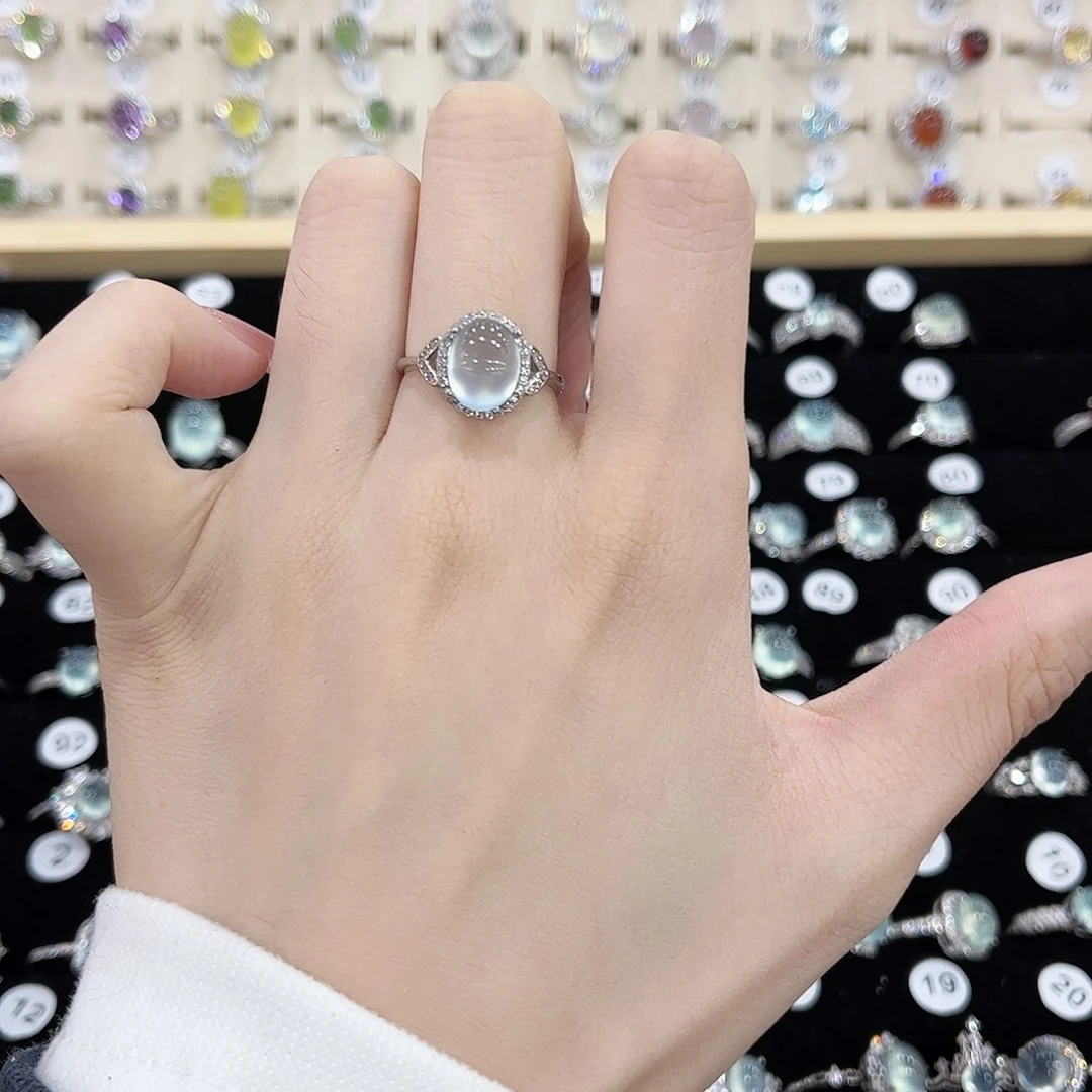 岫玉银S925镶嵌戒指