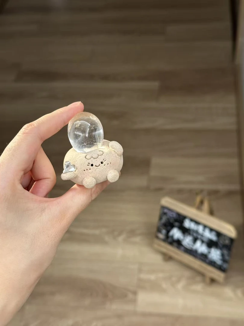 水晶小豆丁可爱白水滚石
