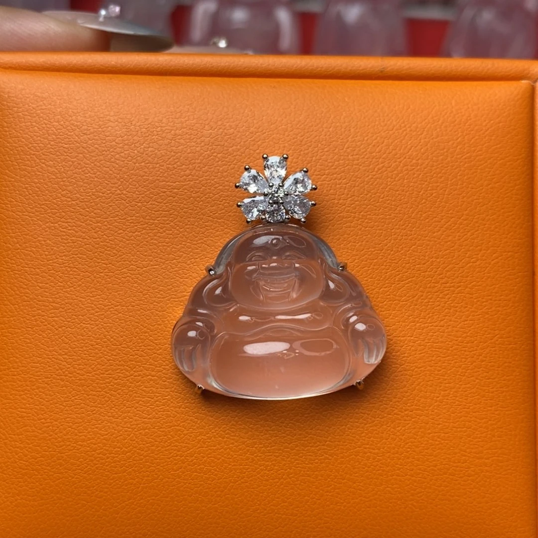 佛***侠石英质玉银S925镶嵌吊坠