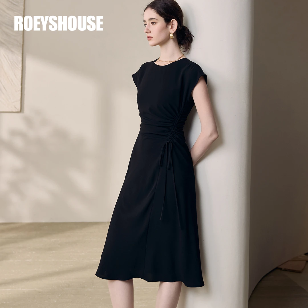 【京阳】罗衣通勤修身连衣裙2025夏季新款包臀抽褶中长裙子11957