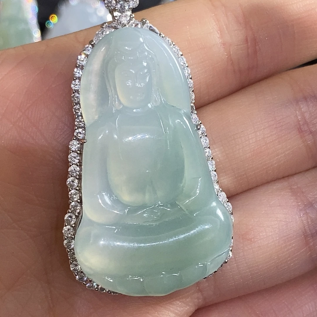 Y***室翡翠银S925镶嵌颈饰天然翡翠