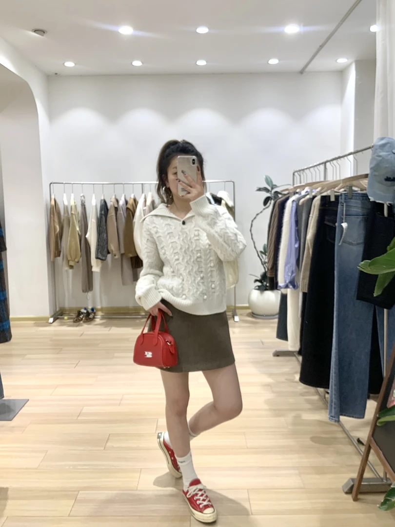 复古麻花羊毛羊绒套头毛衣 可立领可翻领