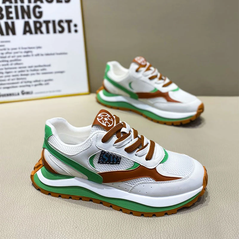 男鞋新款夏季拼色百搭时尚休闲鞋透气厚底增高舒适低帮潮流时尚