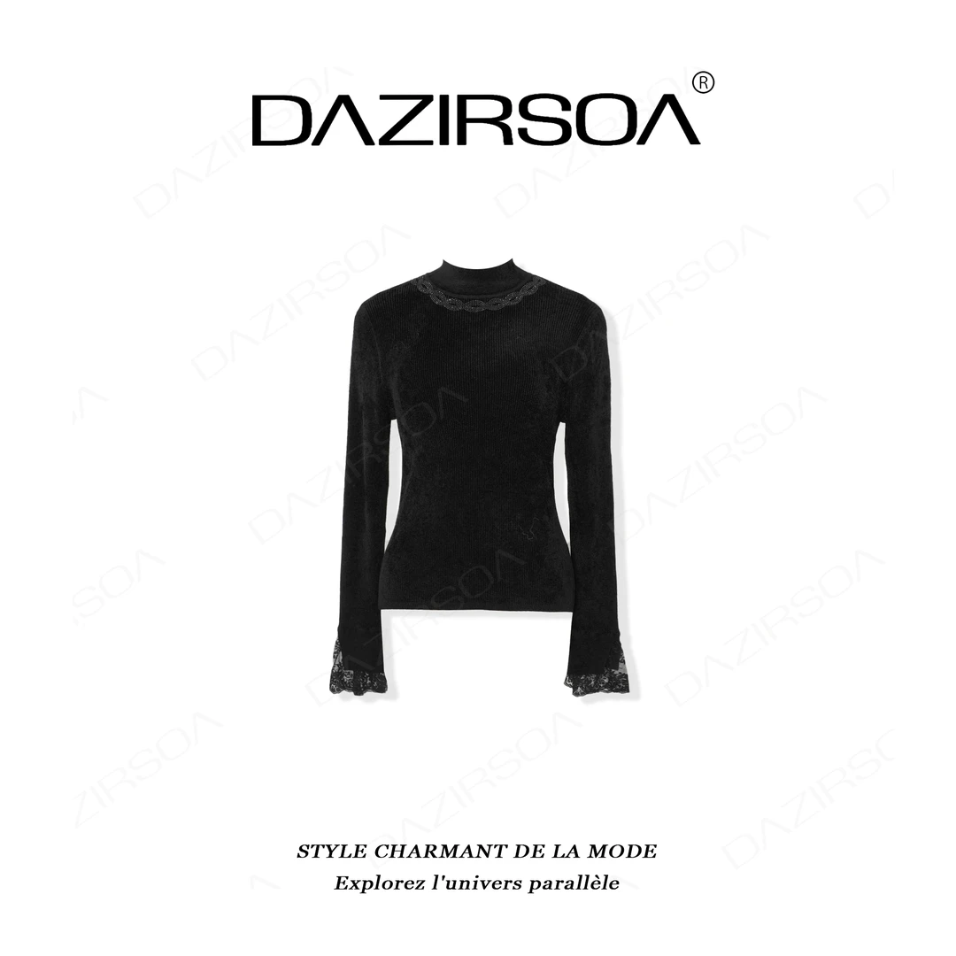 DAZIRSOA/达姿“未来之境”时尚百搭领口烫钻洋气毛衣 AB867