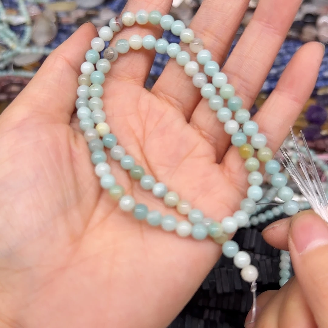 玛瑙/玉髓合金珠宝半成品亚马逊天河石5mm一条