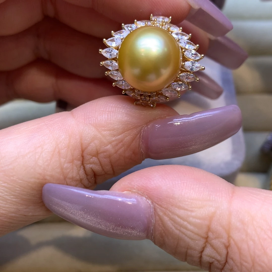 银S925镶嵌戒指海水珍珠