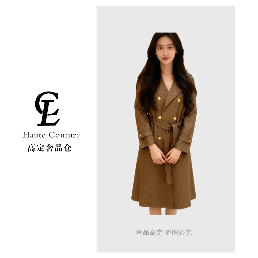 【奢品高定】演绎优雅通勤袖复古老花风衣Y25230Y
