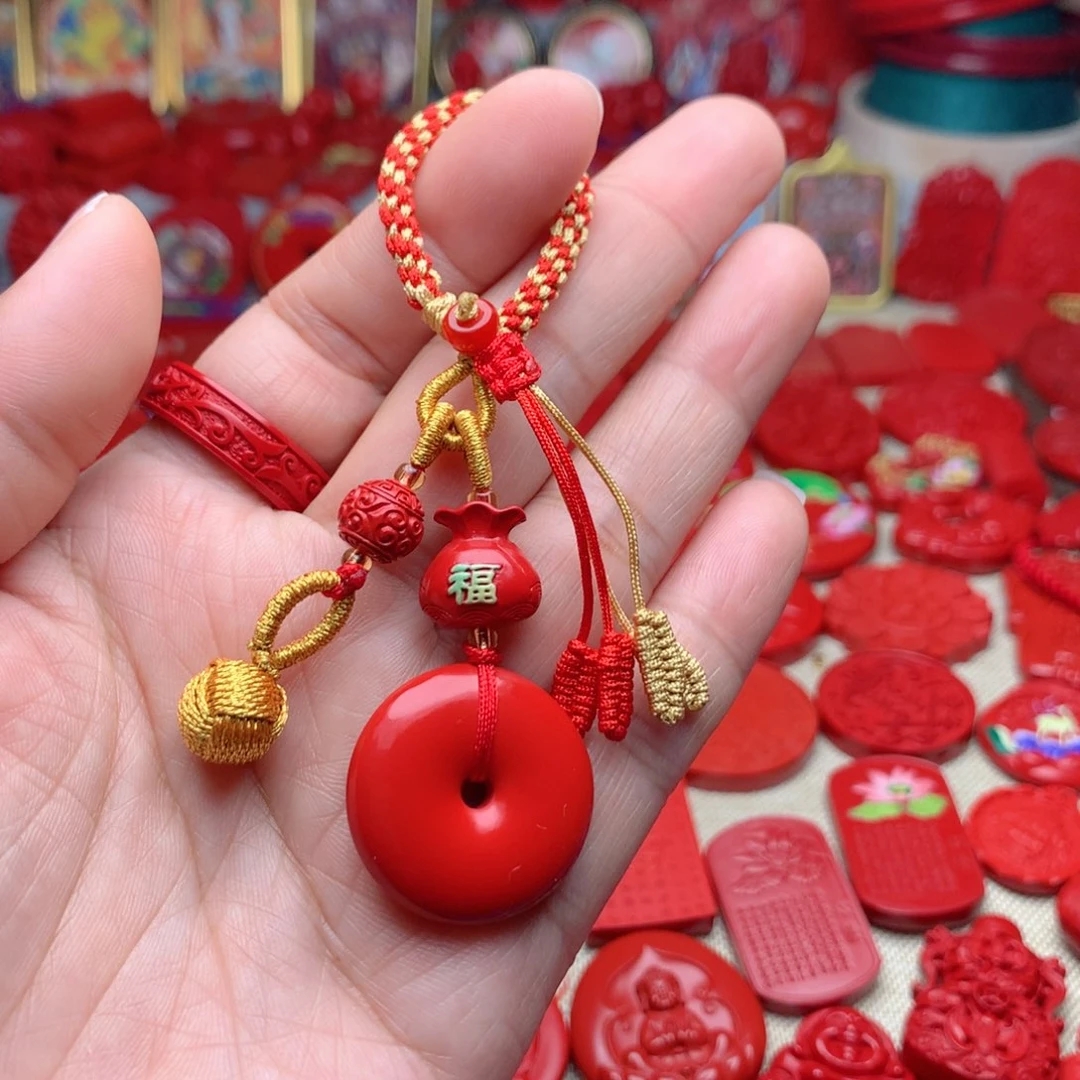 天然辰砂工艺品朱砂钥匙扣包包挂